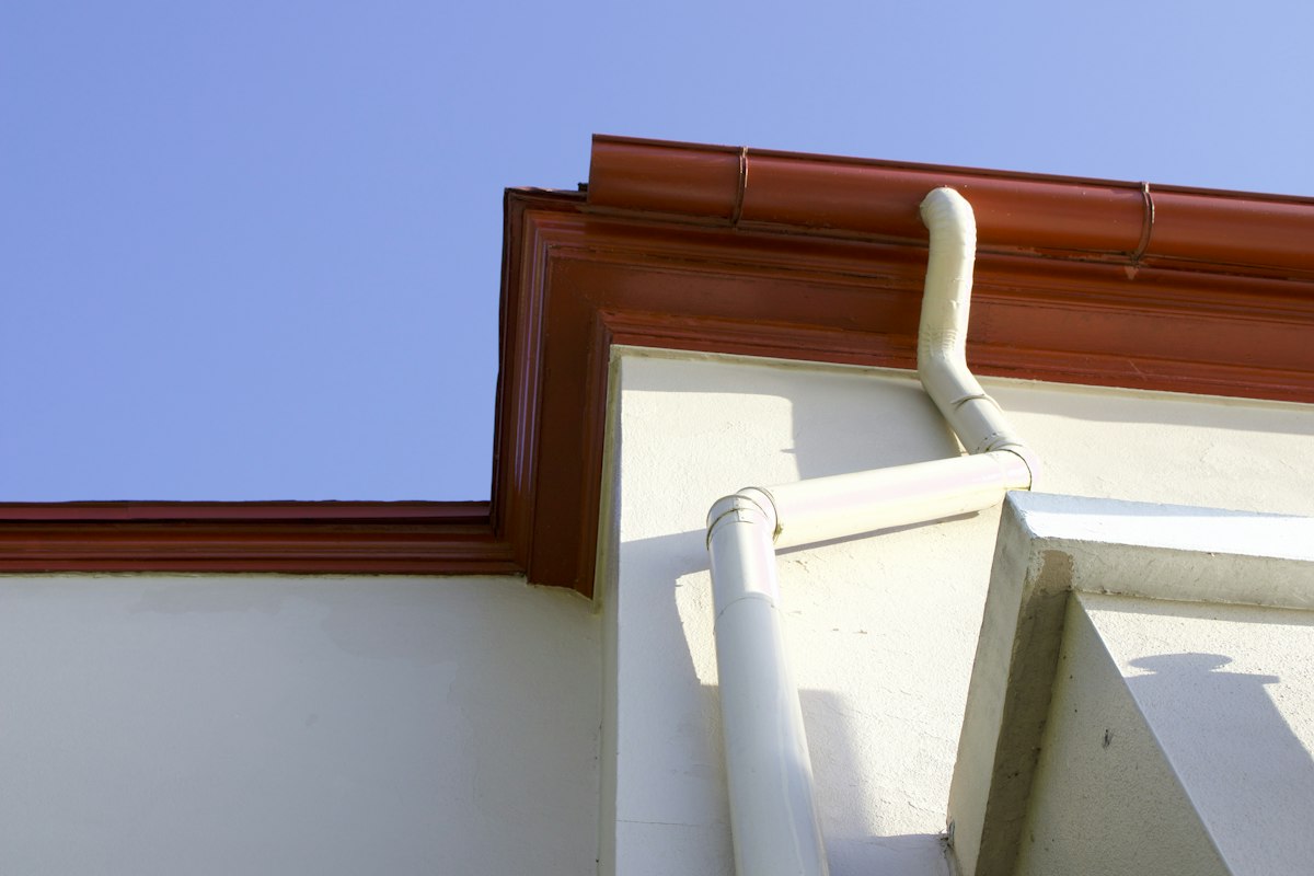 Gutter and downspout on a house